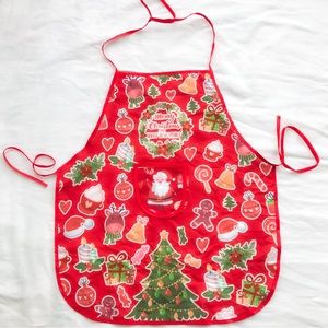Kid’s Christmas print’s aprons, red, one size .